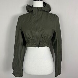 Lululemon Lightweight Cropped Hooded Jacket Y2K Running Olive‎ Green Proactive